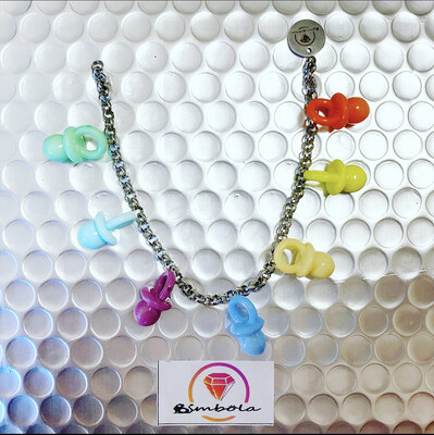 Bimbolina pulsera chupetes pulsera chupones pacifier bracelet glitter pulsera acero charms pastel chupetes opacos