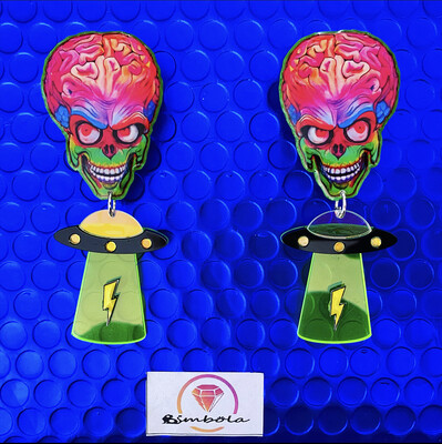 PENDIENTES MARS ATTACK EARRINGS CARTOON EARRINGS DIBUJOS ANIMADOS ALIEN ENTE SHOP EXCLUSIVE DESIGN Halloween 
