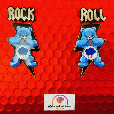 Pendientes rock pendientes oso amoroso pendientes rayo bear earrings handmade earrings glitter earrings lovely earrings Neni’s custom design 
