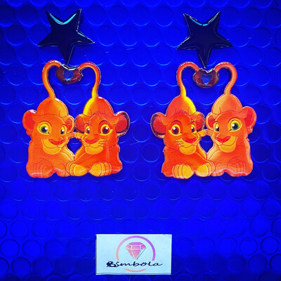 Pendientes rey León Simba Nala earrings funny earrings glitter earrings handmade earrings lion king leon 