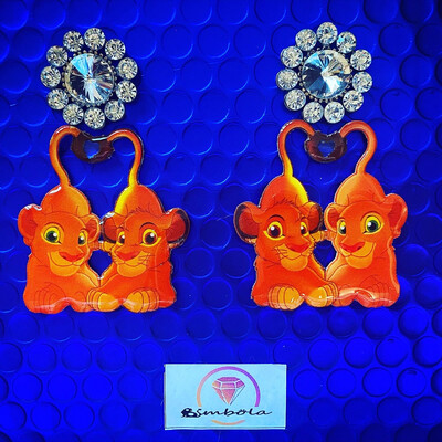 Pendientes rey León Simba Nala earrings funny earrings glitter earrings handmade earrings lion king leon 
