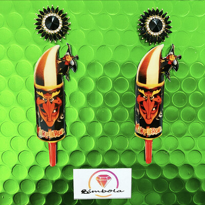 Pendientes mikobruja bruja ice cream earrings pendientes helados handmade earrings glitter earrings funny earrings 