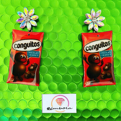 PENDIENTES CONGUITOS EXCLUSIVOS  EARRINGS FUNNY EARRINGS HANDMADE EARRINGS CHOCOLATE CHUCHES CACHUETE