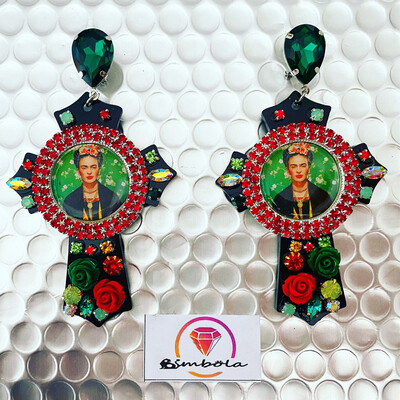 PENDIENTES FRIDA CRUCES CRUZ FLORES CROSS EARRINGS