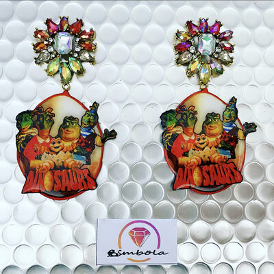 PENDIENTES DINOSAURIOS DINOSAURS EARRINGS FUNNY EARRINGS HANDMADE EARRINGS MODELO HUEVO