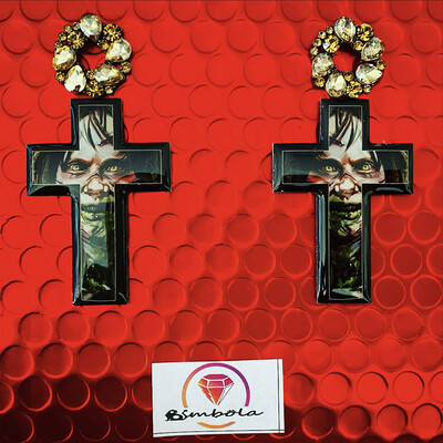PENDIENTES CRUZ EXORCISTA CRUCES CROSS HALLOWEEN EARRINGS HANDMADE EXCLUSIVE DESIGN ENTE SHOP 