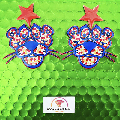 Pendientes pantera panther earrings pendientes pin up earrings NENI’S desing pop art earrings