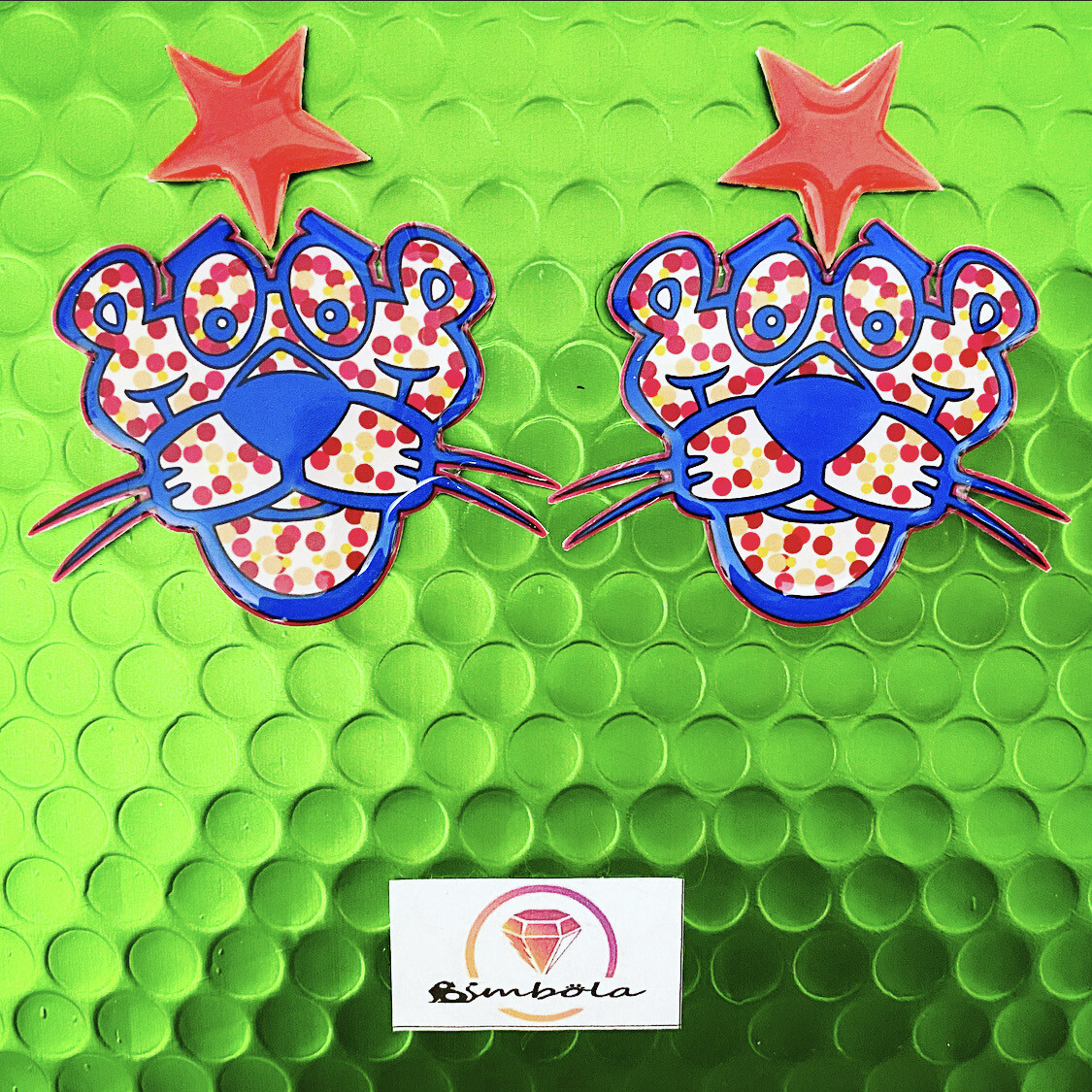 Pendientes pantera panther earrings pendientes pin up earrings NENI’S desing pop art earrings