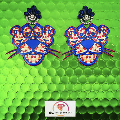 Pendientes pantera panther earrings pendientes pin up earrings NENI’S desing pop art earrings