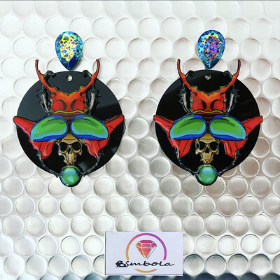 PENDIENTES ESCARABAJO EGIPCIO EARRINGS FUNNY EARRINGS HANDMADE EARRINGS ENTE SHOP DESIGN