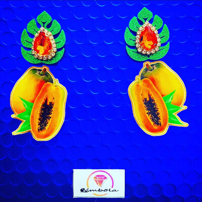Pendientes papaya earrings funny earrings glitter earrings handmade earrings cartoon earrings fruta