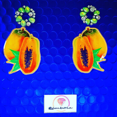 Pendientes papaya earrings funny earrings glitter earrings handmade earrings cartoon earrings fruta