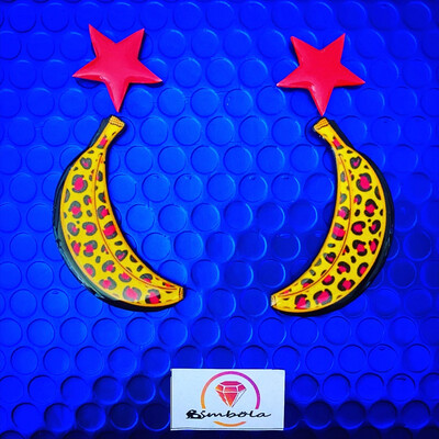Pendientes plátano banana earrings funny earrings glitter earrings handmade earrings cartoon earrings purpurina fruta animal print platano