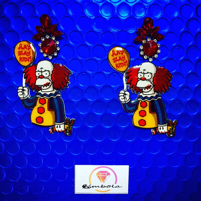 Pendientes Krust Pendientes muñeco doll  earrings Pendientes Halloween Earrings pendientes Simp Pendientes payaso clown earrings cartoon earrings pendientes dibujos animados