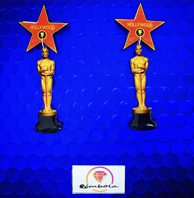 PENDIENTES HOLLYWOOD EARRINGS FUNNY EARRINGS HANDMADE EARRINGS STAR EARRINGS ESTRELLA PASEO FAMA OSCAR PENDIENTES ÓSCAR