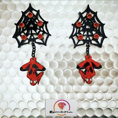 PENDIENTES HOMBRE ARAÑA PENDIENTES SPIDER EARRINGS FUNNY EARRINGS PENDIENTED CADENA CHAIN EARRINGS 