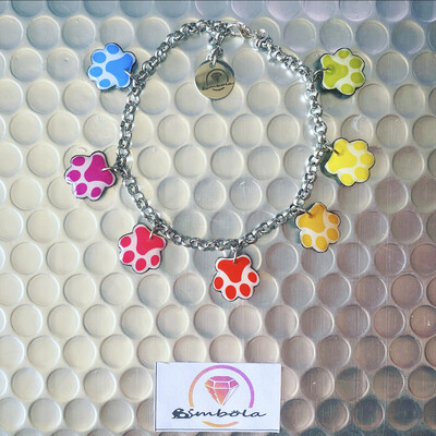Bimbolina pulsera de acero pulsera huella animal bracelet glitter pulsera brilli brilli pulsera Friki animal footprints bracelet