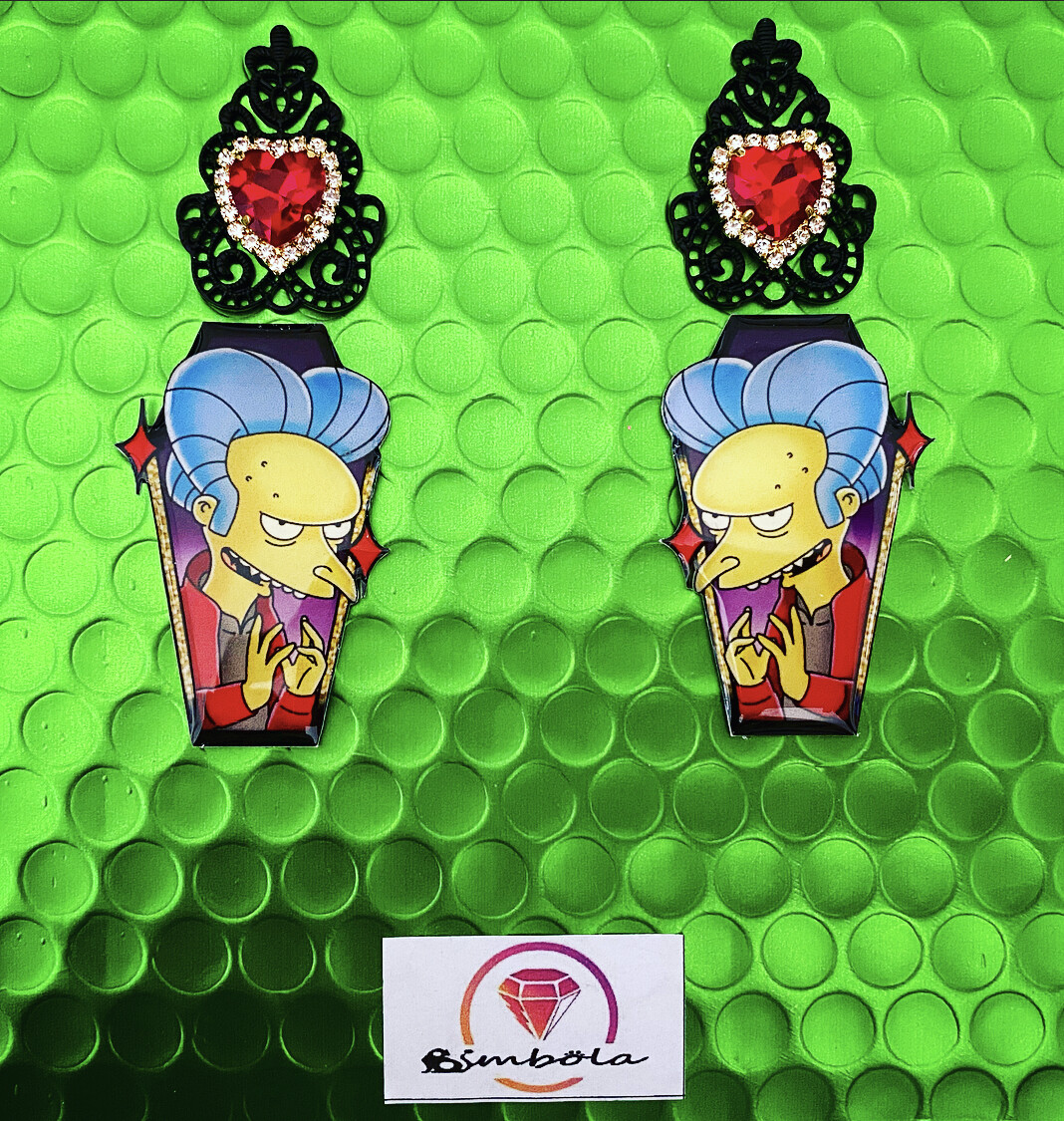 Pendientes Mister pendientes Burns pendientes Halloween earrings pendientes Drácula earrings pendientes Simp cartoon earrings Pendientes dibujos animados 