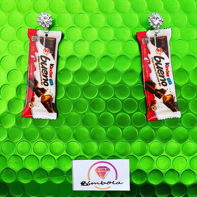 PENDIENTES KINDER BUENO FUNNY EARRINGS HANDMADE CHOCOBONS CHOCOLATE