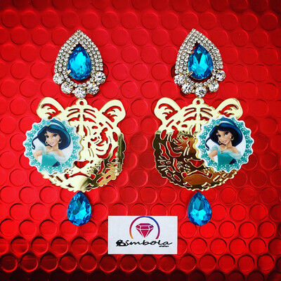 Pendientes Yasmine pendientes tigre tiger Earrings pendientes Aladd Yasmin earrings pendientes metacrilato acrylic earrings Pendientes espejo mirror earrings pendientes princesa