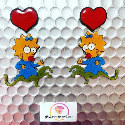 Pendientes Maggie Pendientes Simp alien earrings cartoon earrings Pendientes dibujos animados pendientes Halloween earrings