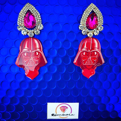 PENDIENTES PINK VADER EARRINGS HANDMADE FREAK GUERRA GALAXIAS