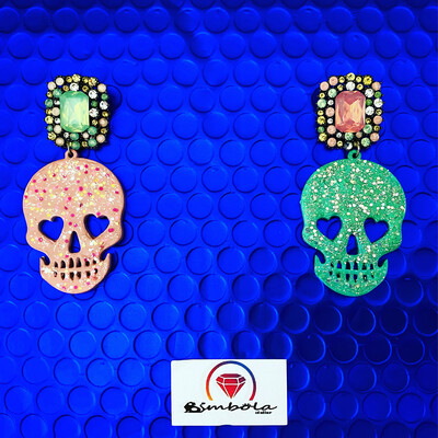 PENDIENTES CALAVERA SKULL EARRINGS HANDMADE FREAK HALLOWEEN 