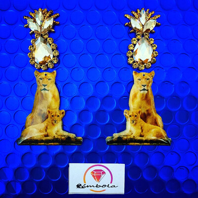 PENDIENTES LEONES EARRINGS HANDMADE LIONES LEONA