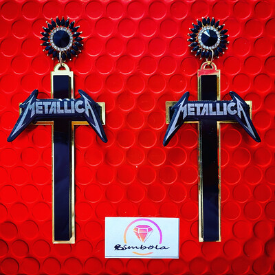 PENDIENTES CRUZ METALLICA WOMAN EARRINGS HANDMADE CROSS CRUCES