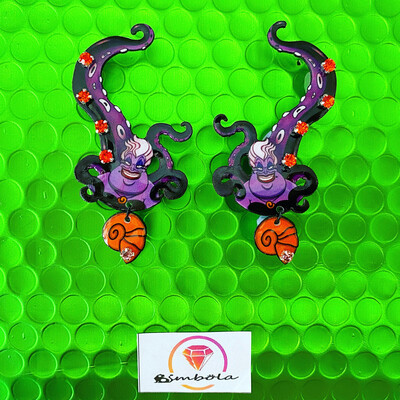 PENDIENTES ÚRSULA SIRENITA URSULA MERMAID EARRINGS HANDMADE FREAK DIBUJOS ANIMADOS EARCUFF
