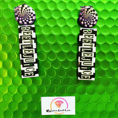 PENDIENTES BEETLEJUICE EARRINGS HANDMADE FREAK BITELCHUS TIM BURTON