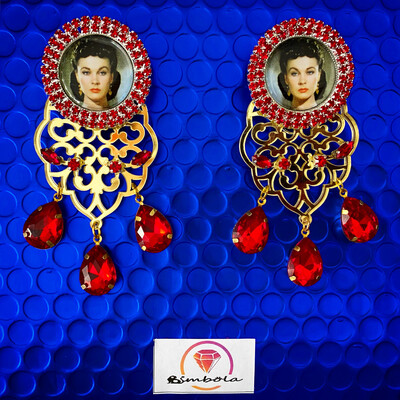 PENDIENTES VIVIEN LEIGH SCARLETT EARRINGS HANDMADE FREAK LO QUE EL VIENTO SE LLEVÓ