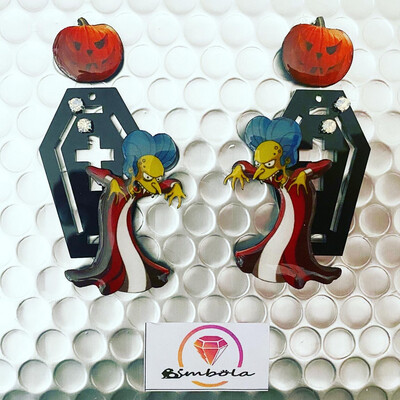 Pendientes Simp Pendientes mister pendientes Burns Earrings pendientes Drácula Dracula earrings pendientes Halloween Earrings cartoon earrings