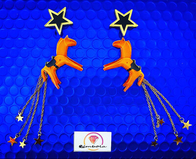 Pendientes caballo Estrellas stars horse earrings muñeco toy play 