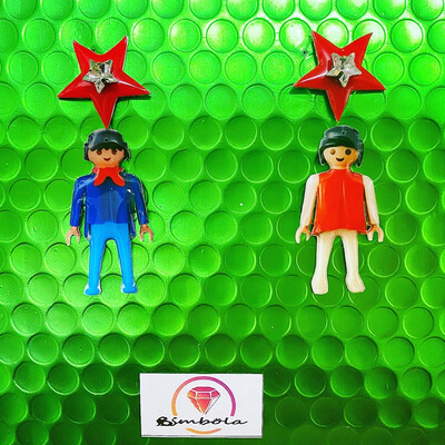 Pendientes play mobil earrings muñeco toy vintage