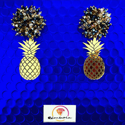 PENDIENTES PIÑA PINNEAPPLE EARRINGS FREAK DORADO ESPEJADO ACRÍLICO  