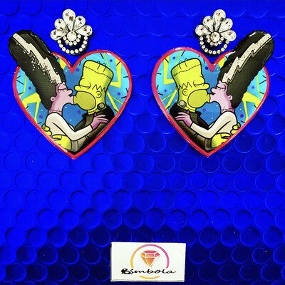 Pendientes Homer earrings pendientes Simp Pendientes Halloween earrings Pendientes Frankenstein wife cartoon earrings Pendientes dibujos animados 