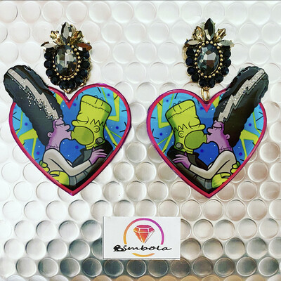 Pendientes Homer earrings pendientes Simp Pendientes Halloween earrings Pendientes Frankenstein wife cartoon earrings Pendientes dibujos animados 
