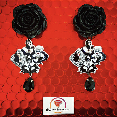 Pendientes Villanas Halloween earrings villain Ursula Evil Queen Cruella Malefica Maleficient Maléfica 