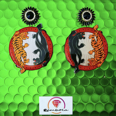 Pendientes tigre tiger earrings pendientes pantera panther earrings tattoo earrings pendientes old school earrings