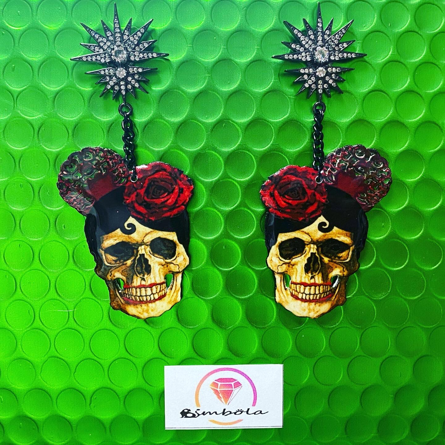 PENDIENTES CALAVERAS HALLOWEEN ROSAS CADENAS EXCLUSIVOS SKULL EARRINGS FUNNY HANDMADE 