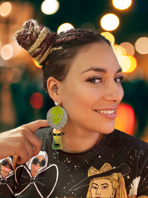 Pendientes alien earrings marciano nave espacial 
