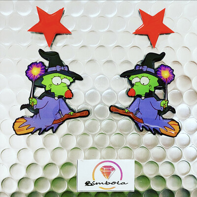 Pendientes Maggie Pendientes Simp alien earrings cartoon earrings Pendientes dibujos animados pendientes bruja witch earrings Pendientes Halloween earrings 