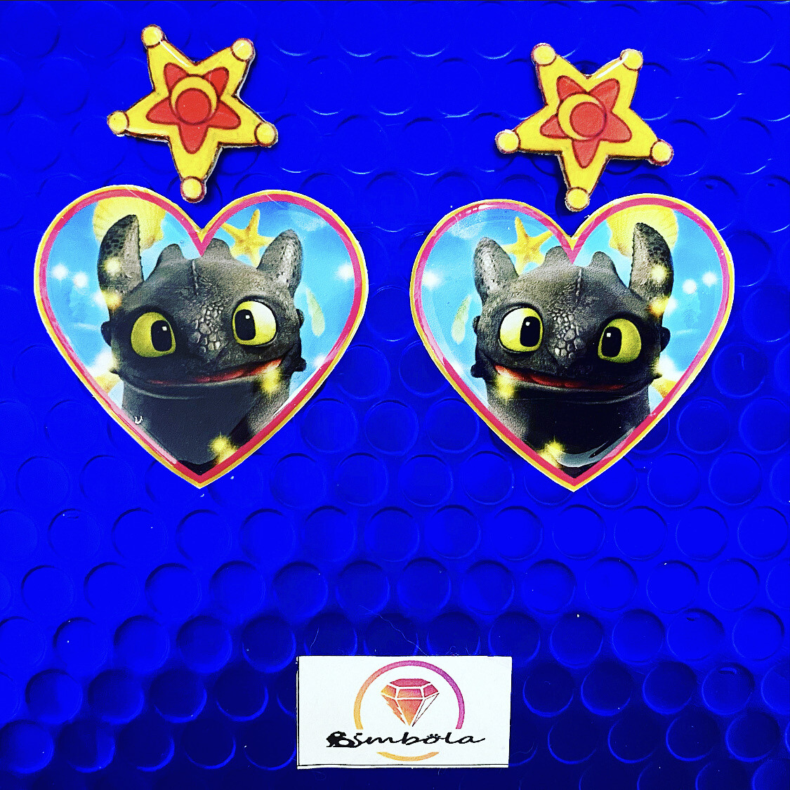 PENDIENTES CHIMUELO DESDENTADO DRAGÓN EARRINGS HANDMADE FREAK HEART CORAZÓN DRAGÓN 