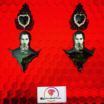 Pendientes Miércoles Addams miercoles Adams earrings Wednesday Halloween