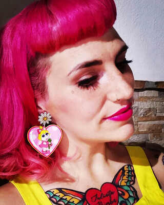 Pendientes cerdita pendientes Peg Pig EARRINGS DIBUJOS ANIMADOS TURBANTES MUTANTES ANITA PIN UP DESIGN