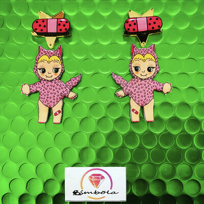 PENDIENTES BEBÉS BABIES EARRINGS HANDMADE FREAK DIBUJOS TURBANTES MUTANTES ANITA PIN UP DESING