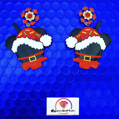 Pendientes Santa Mouse earrings Freak earrings Christmas earrings pendientes Navidad Smoothie earrings pendientes Papá Noel 