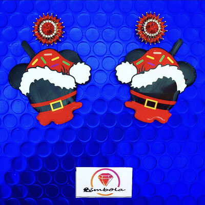 Pendientes Santa Mouse earrings Freak earrings Christmas earrings pendientes Navidad Smoothie earrings pendientes Papá Noel 