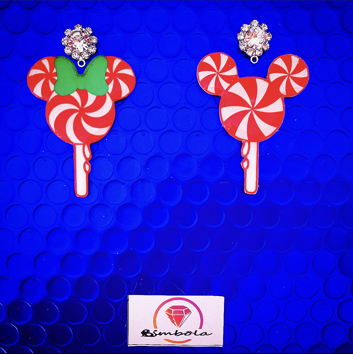 Pendientes Mouse earrings Freak earrings Christmas Earrings Pendientes Navidad peppermint candy cane 